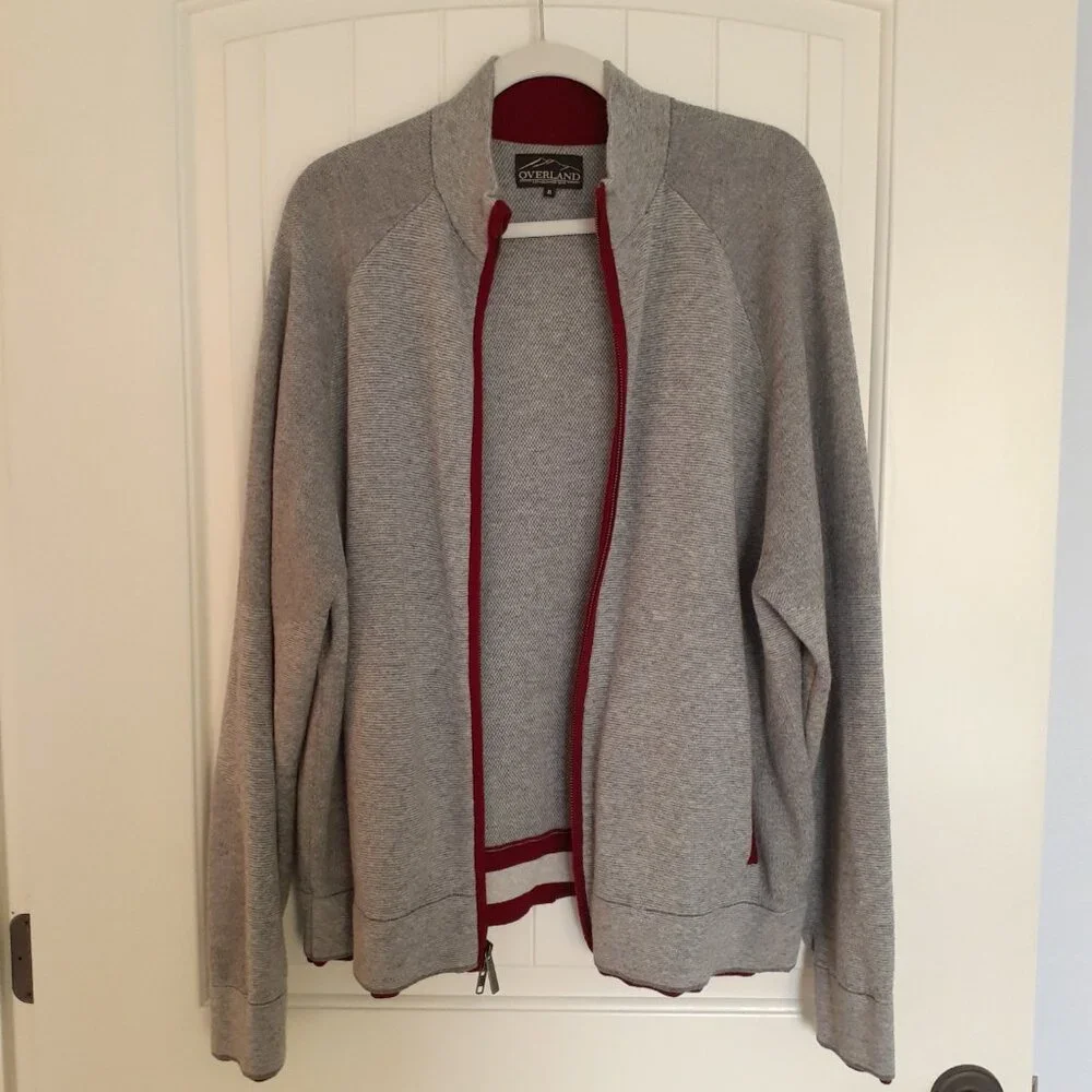 Overland Louis Wool-Blend Zip Up Sweater with Pockets Gray Size XL